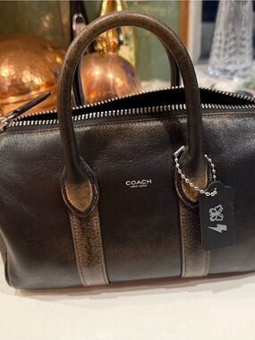Black Leather Coach Compass 25 Bag
